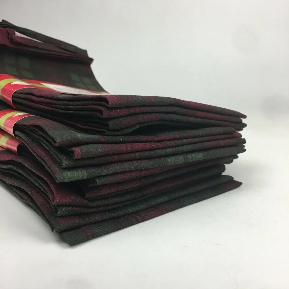 16 Plaid Red Green Holiday Xmas‎ Fabric Napkins